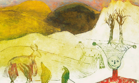 Paula Mazry • Hombre, gato, pájaro y niño