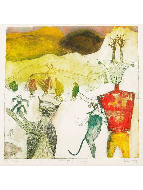 Paula Mazry • Hombre, gato, pájaro y niño