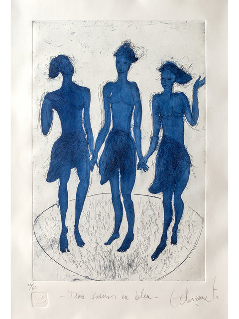 Alfredo Echazarreta •  Trois soeurs en bleu