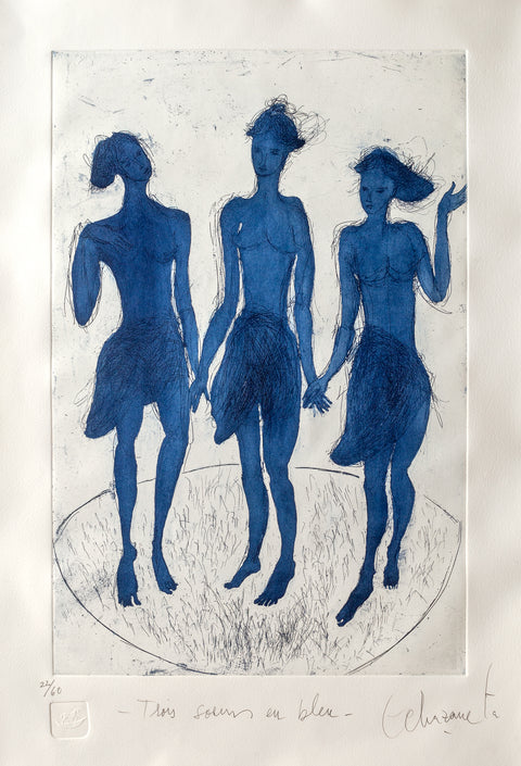 Alfredo Echazarreta •  Trois soeurs en bleu